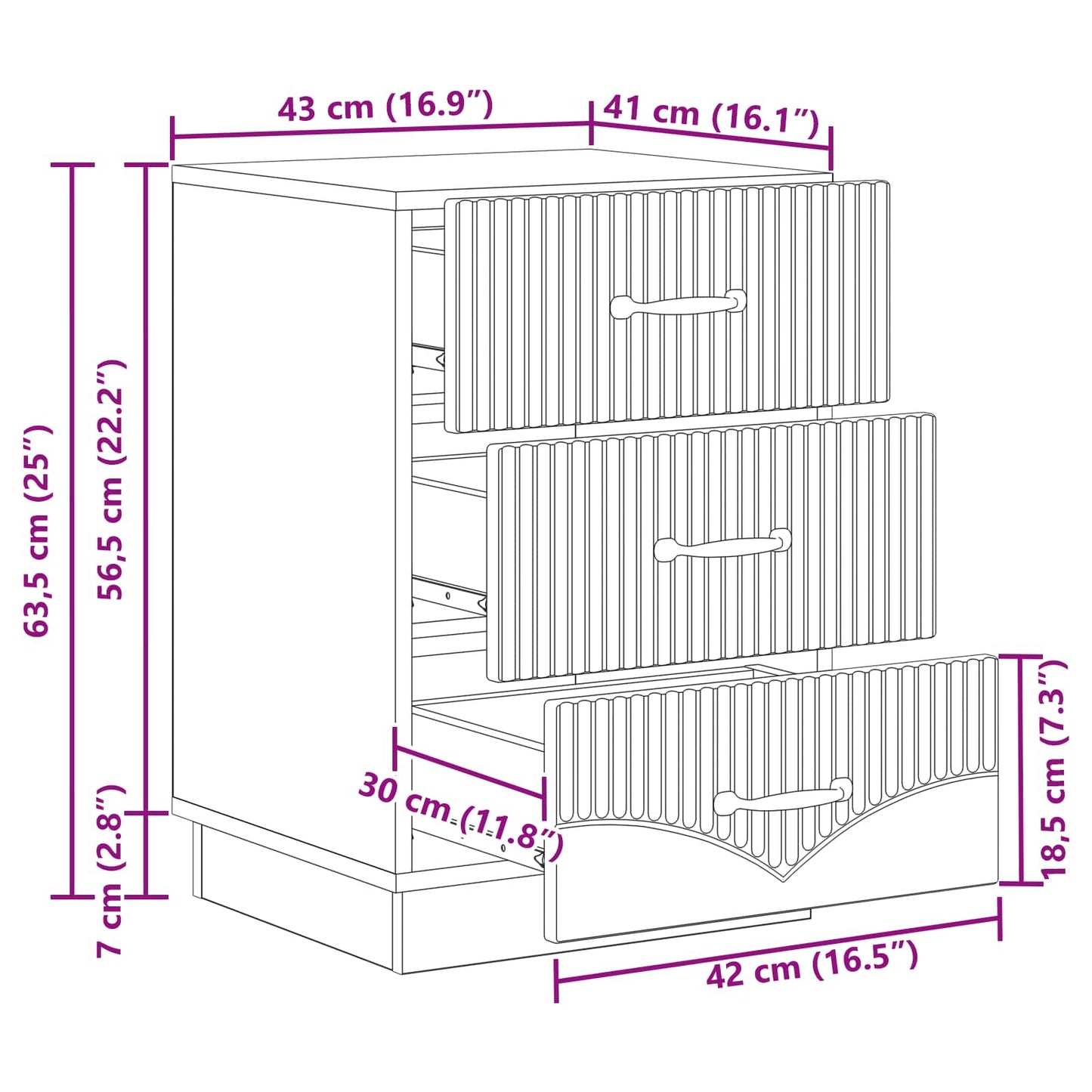Bedside Cabinet Artisan Oak 43 x 41 x 63.5 cm Engineered Wood
