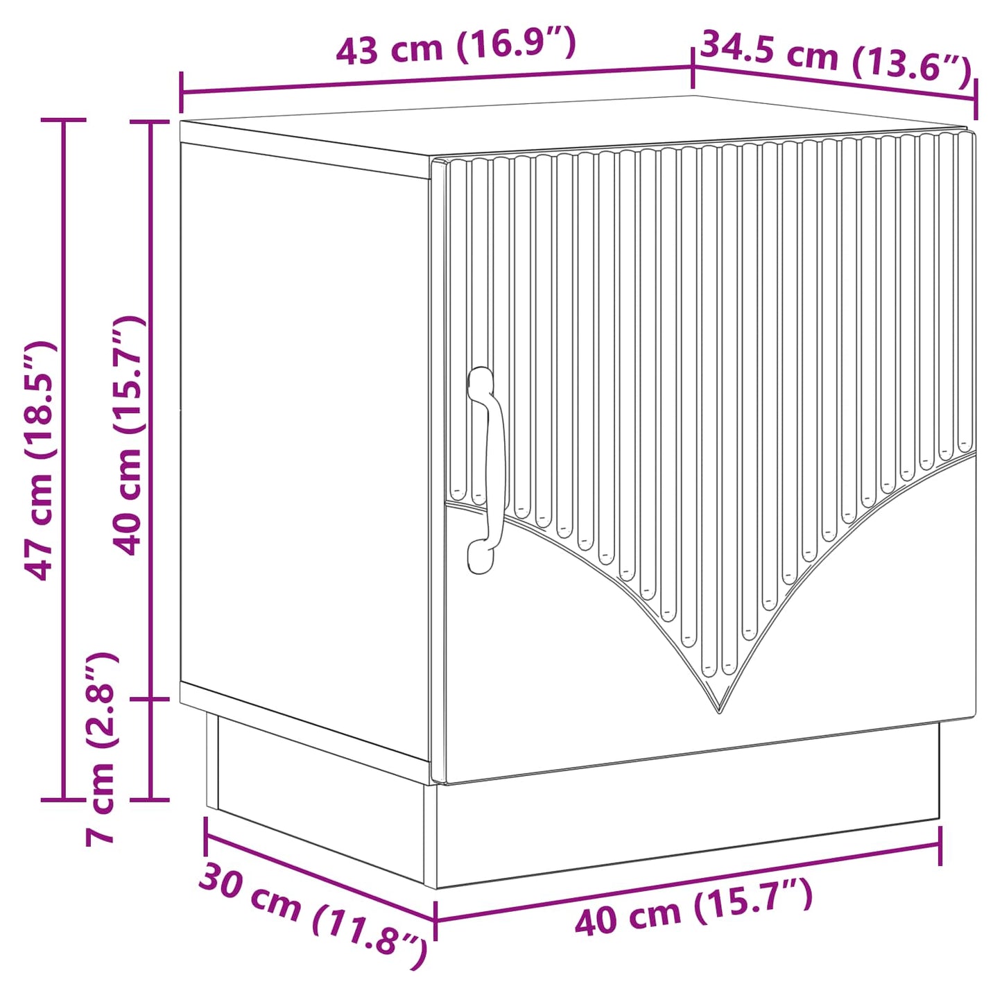Bedside Table Black 43 x 34.5 x 47 cm Engineered Wood
