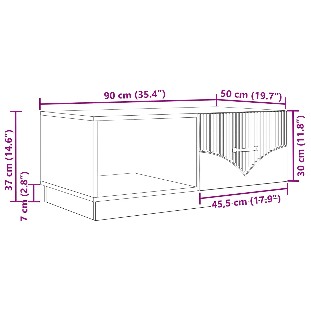 Coffee Table White 90 x 50 x 37 cm Engineered Wood