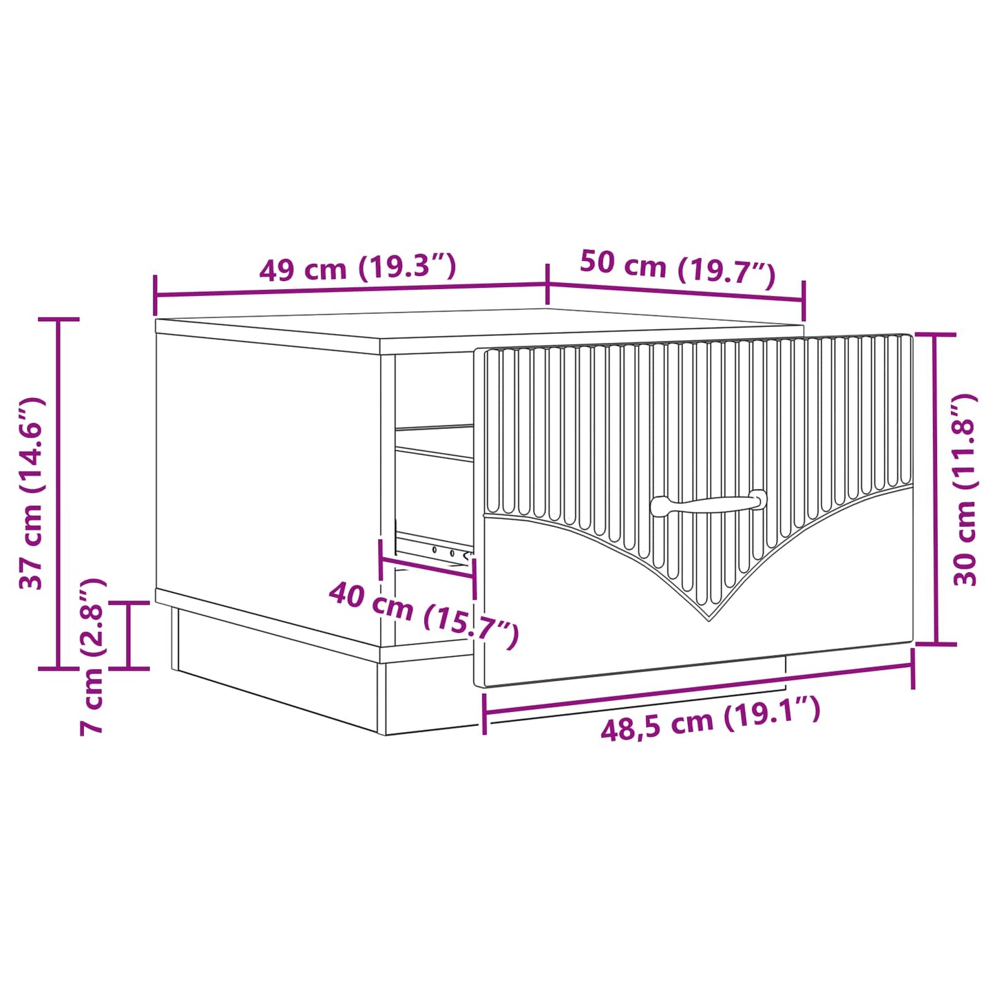 Coffee Table Black 49 x 50 x 37 cm Engineered Wood