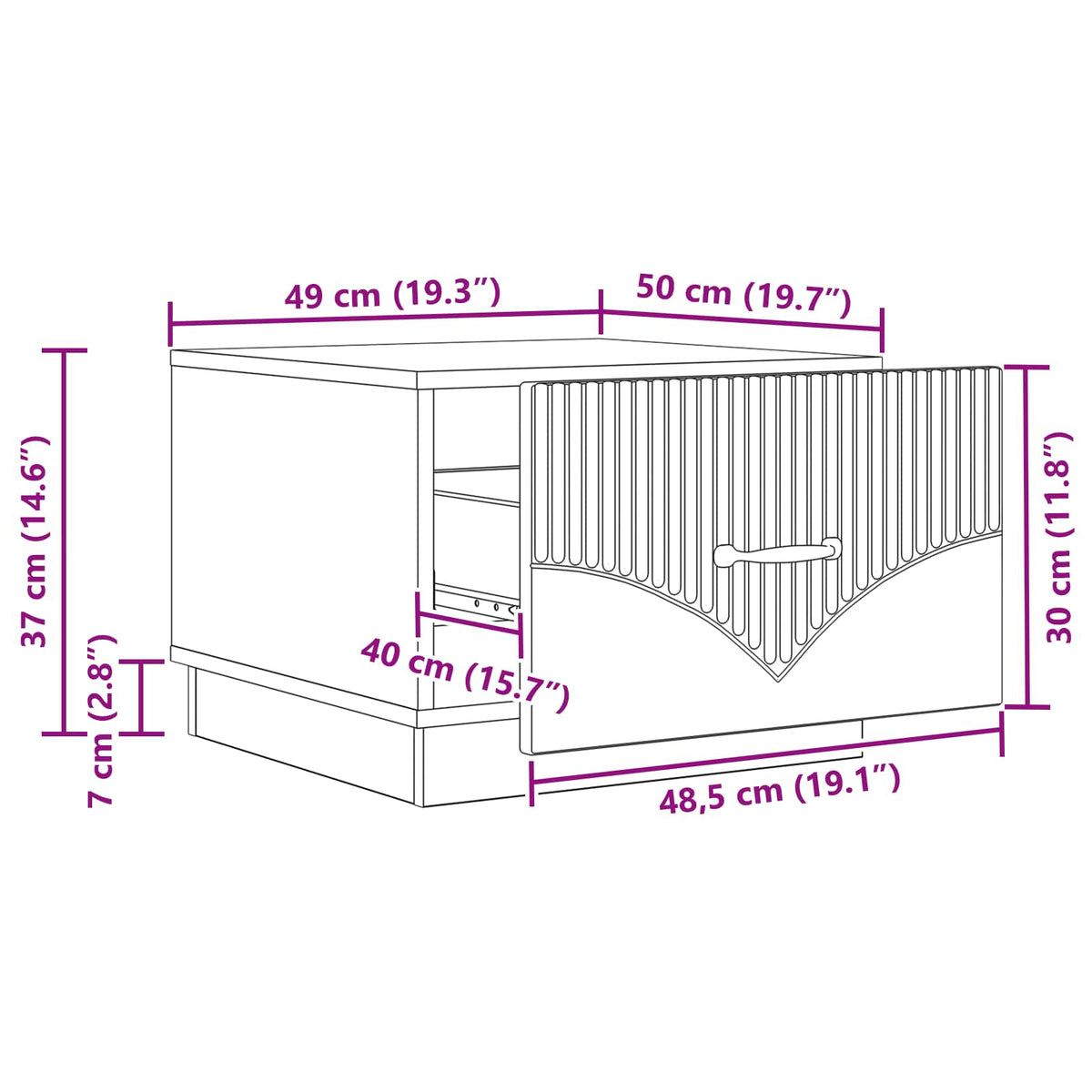 Coffee Table Old Wood 49 x 50 x 37 cm Engineered Wood