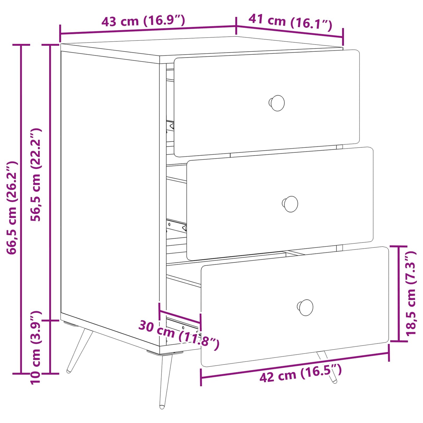 Bedside Cabinet Artisan Oak 43 x 41 x 66.5 cm Engineered Wood