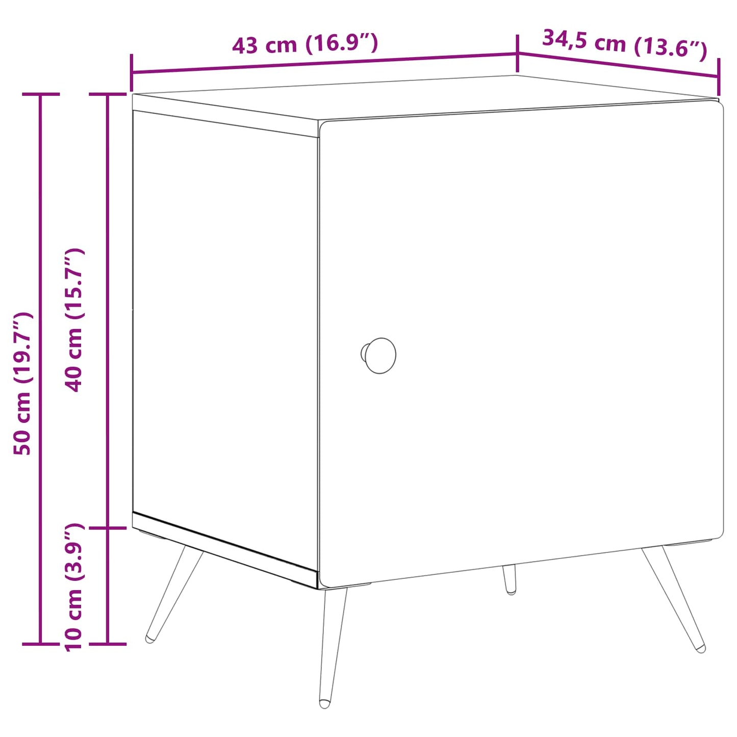 Bedside Cabinet Smoked Oak 43 x 34.5 x 50 cm Engineered Wood