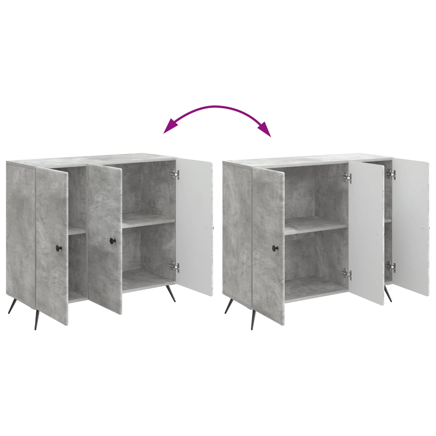 Sideboard Concrete Grey 89 x 34.5 x 80 cm Engineered Wood