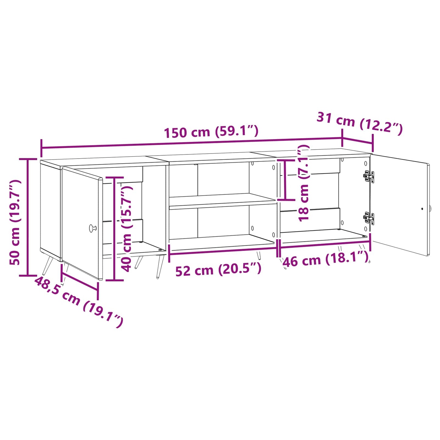 TV Cabinet 150 x 31 x 50 cm Sonoma Oak Engineered Wood