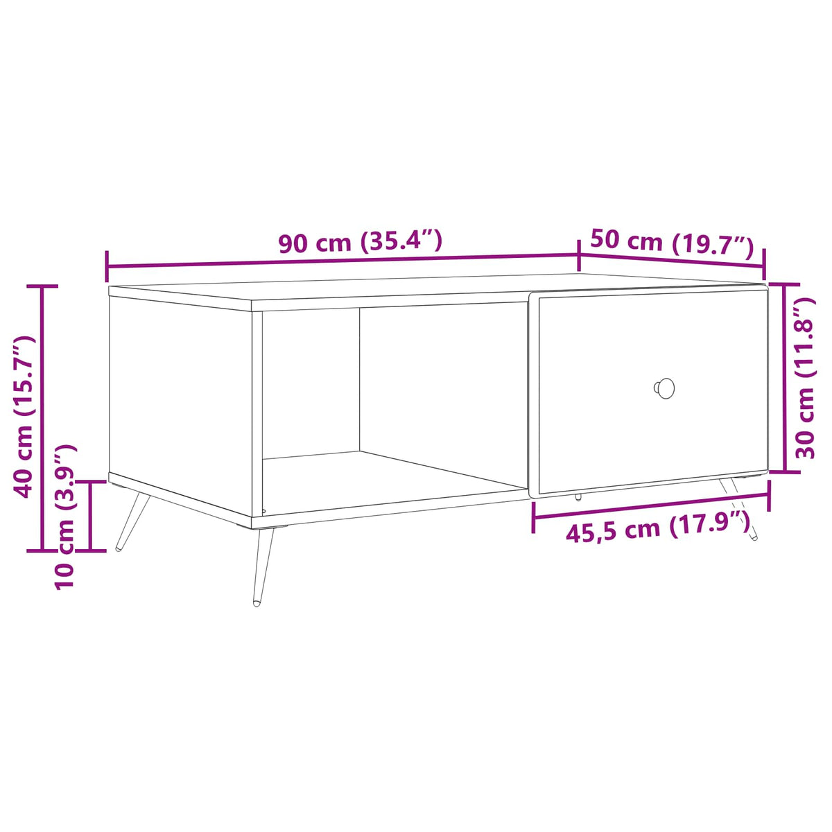Coffee Table Black 90 x 50 x 40 cm Engineered Wood