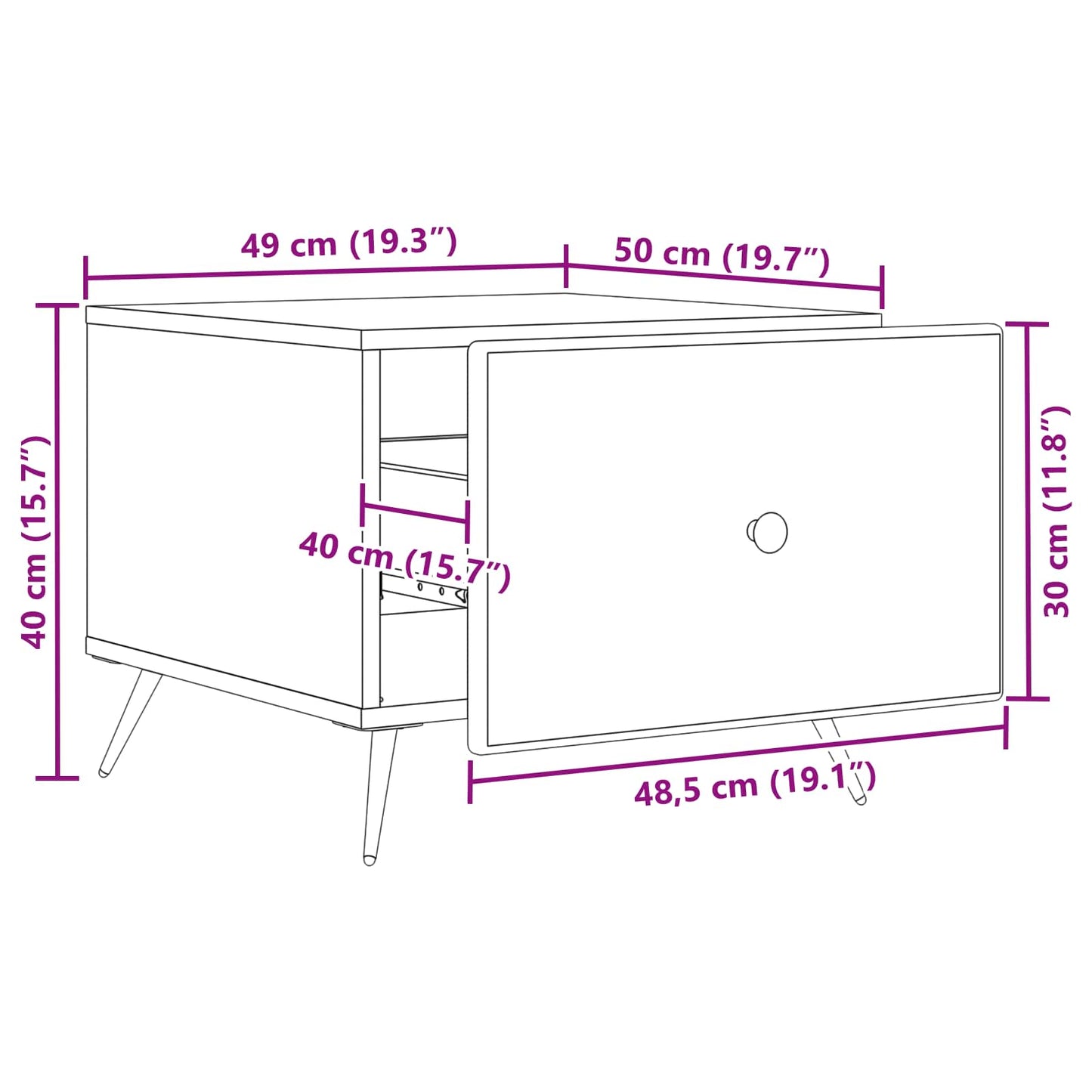 Coffee Table Black 49 x 50 x 40 cm Engineered Wood