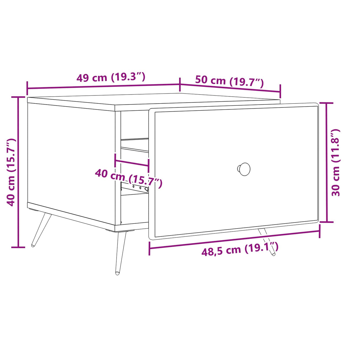 Coffee Table Concrete Grey 49 x 50 x 40 cm Engineered Wood
