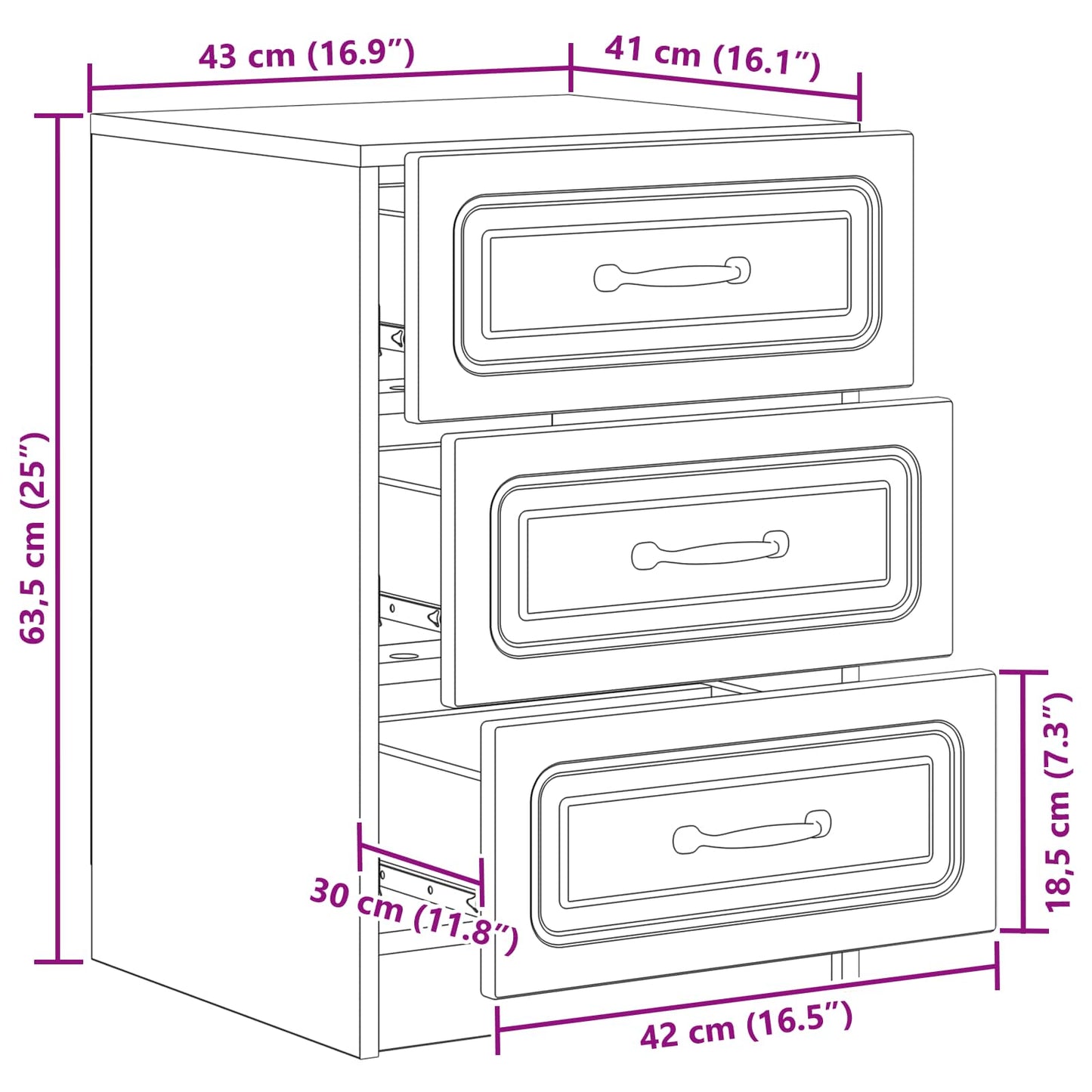 Bedside Cabinet Artisan Oak 43 x 41 x 63.5 cm Engineered Wood