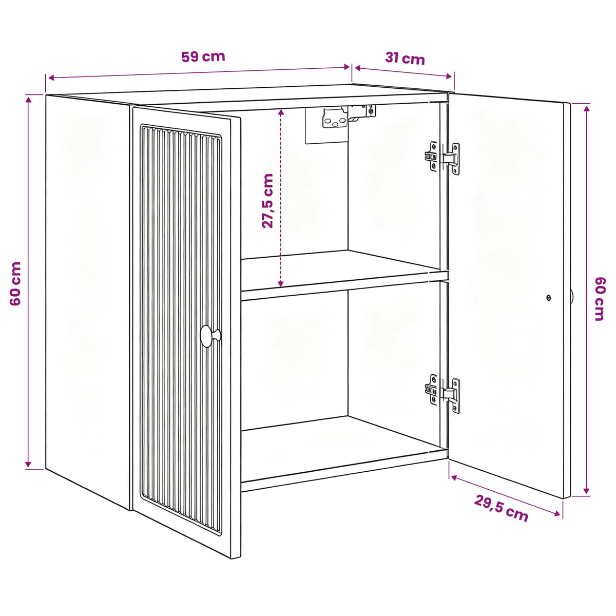 Wall-Mounted Cabinet White 59 x 31 x 60 cm Engineered Wood