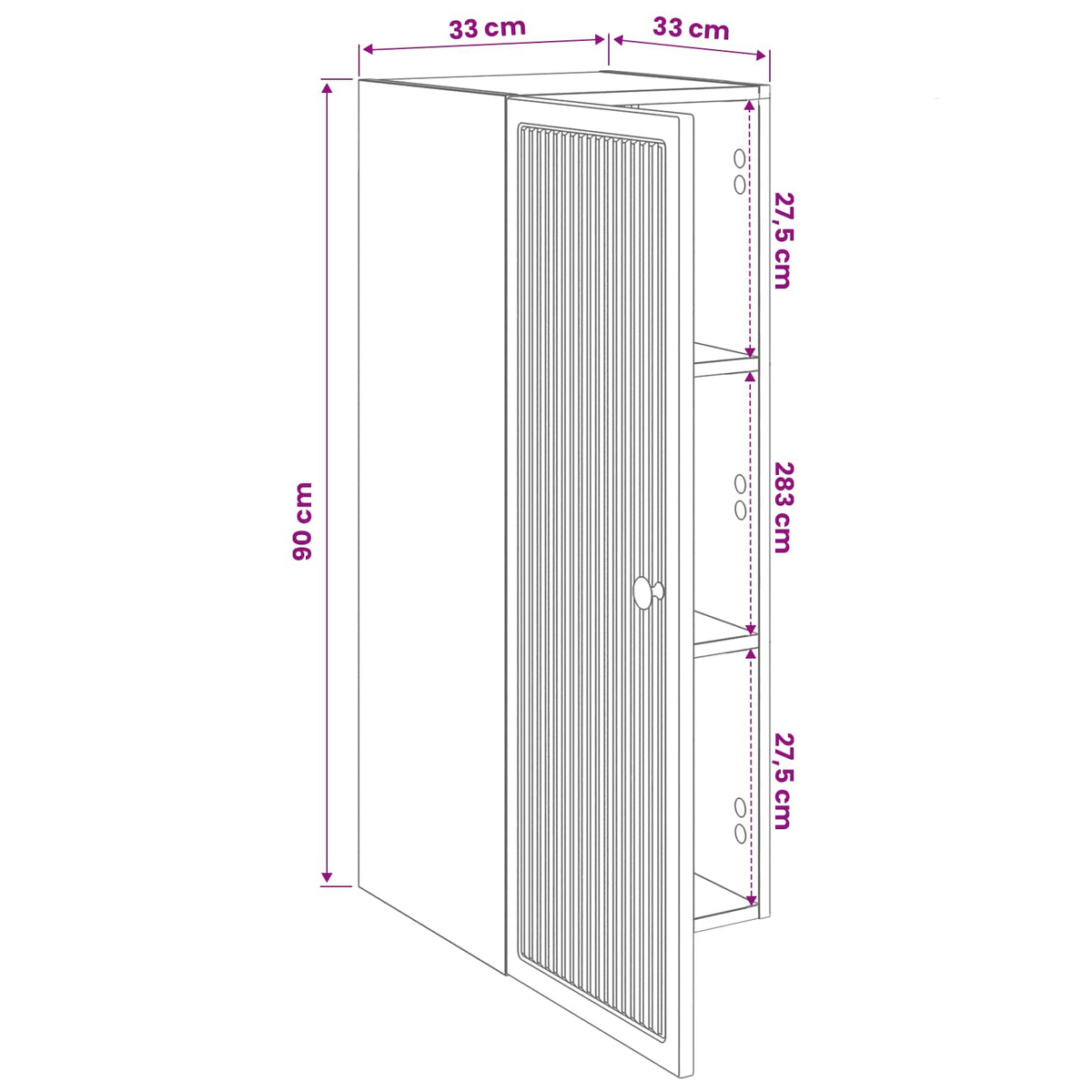 Wall-Mounted Cabinet White 33 x 34.5 x 90 cm Engineered Wood