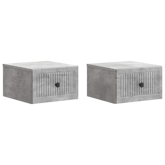 Wall-Mounted Bedside Cabinet 2 pcs Concrete Grey