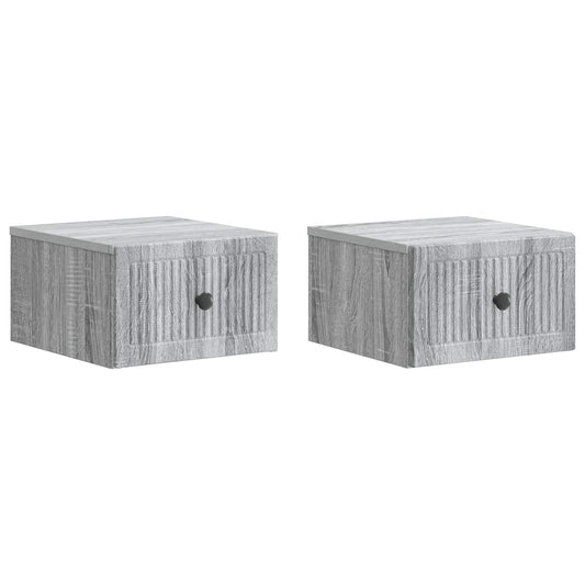 Wall-Mounted Bedside Cabinet 2 pcs Grey Sonoma