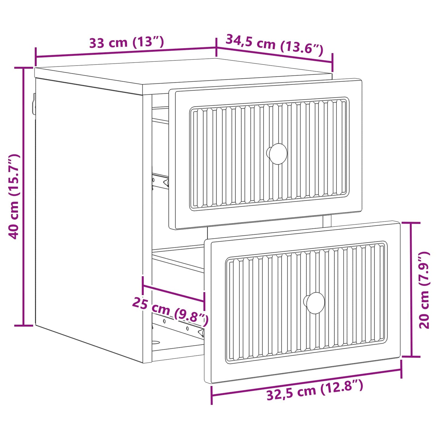 Wall-Mounted Bedside Cabinet Smoked Oak 33 x 34.5 x 40 cm