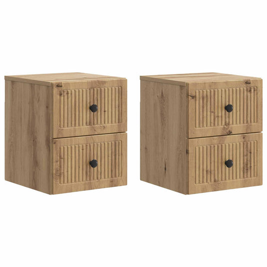 Wall-Mounted Bedside Cabinet 2 pcs Artisan Oak