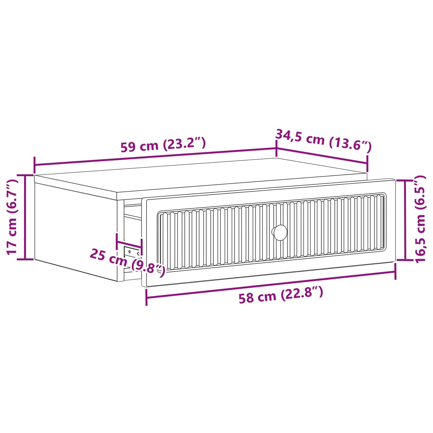 Wall-Mounted Side Table Grey Sonoma 59 x 34.5 x 17 cm