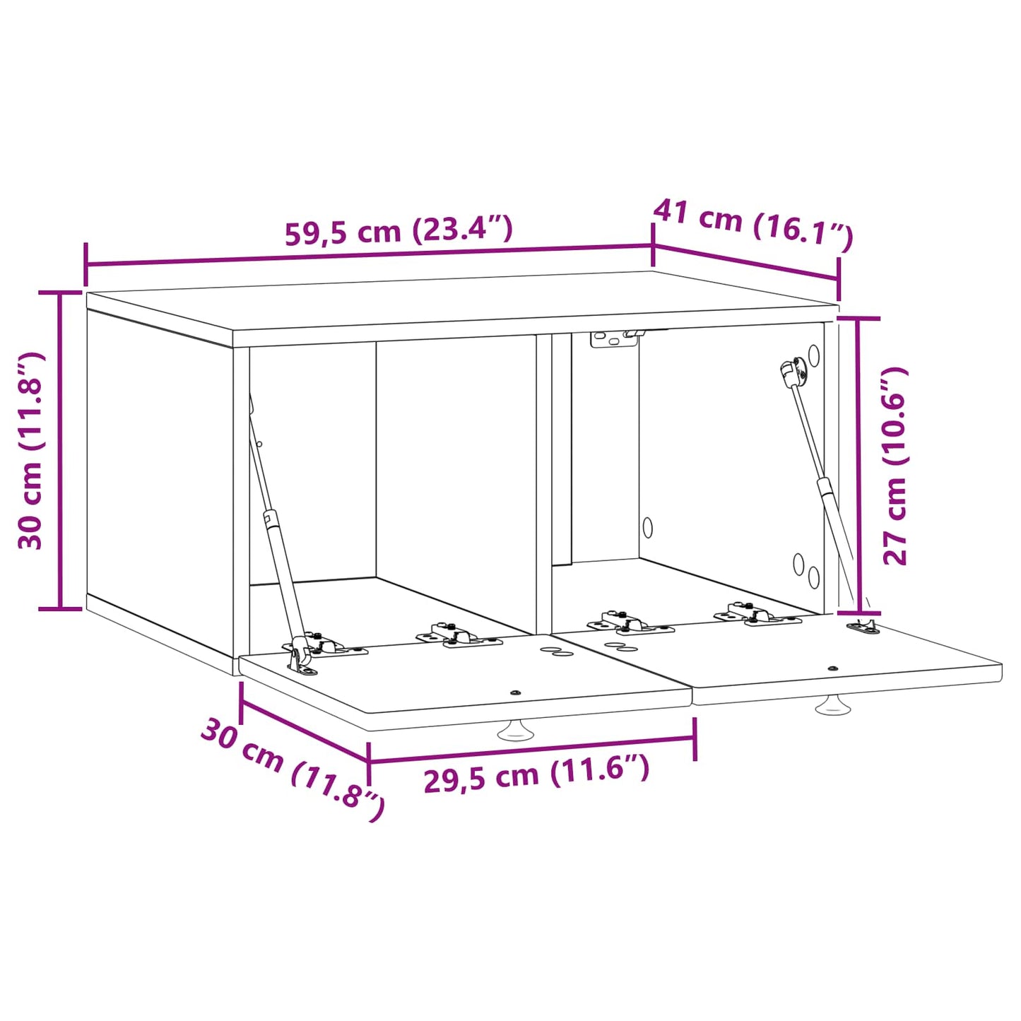 Wall-Mounted TV Cabinet White 59.5 x 41 x 30 cm Engineered Wood