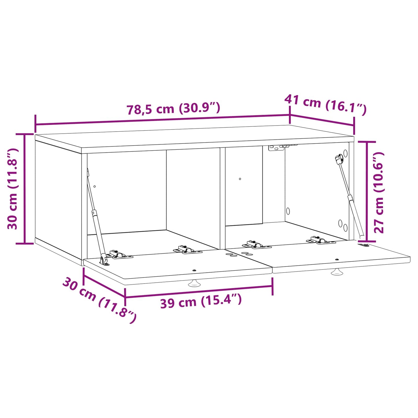 Wall-Mounted TV Cabinet Grey Sonoma 78.5 x 41 x 30 cm