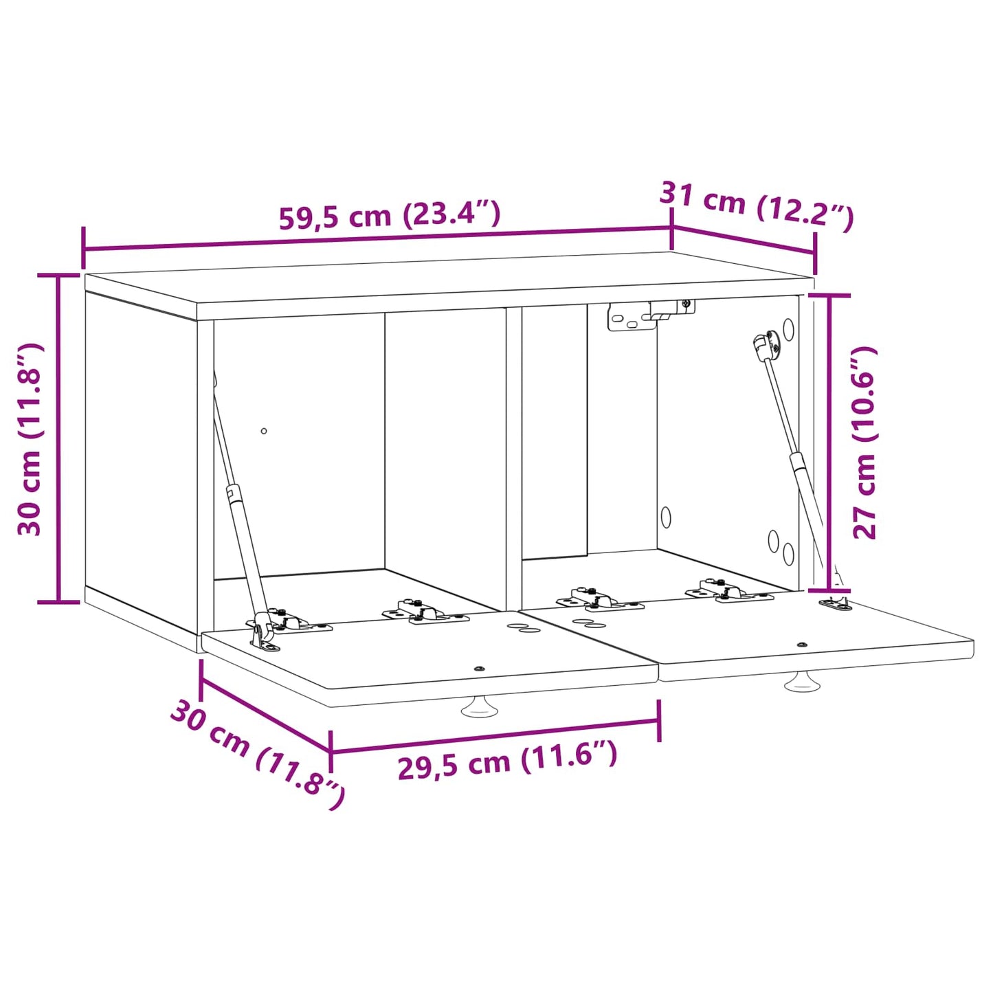 Wall-Mounted TV Cabinet Black 59.5 x 31 x 30 cm Engineered Wood
