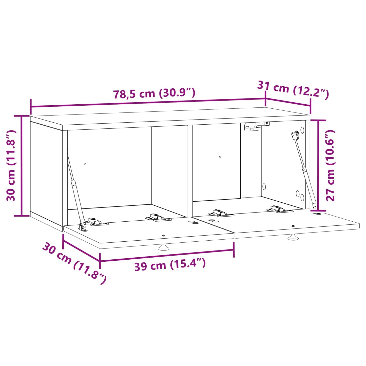 Wall-Mounted TV Cabinet Wall-mounted Old Wood 78.5 x 31 x 30 cm