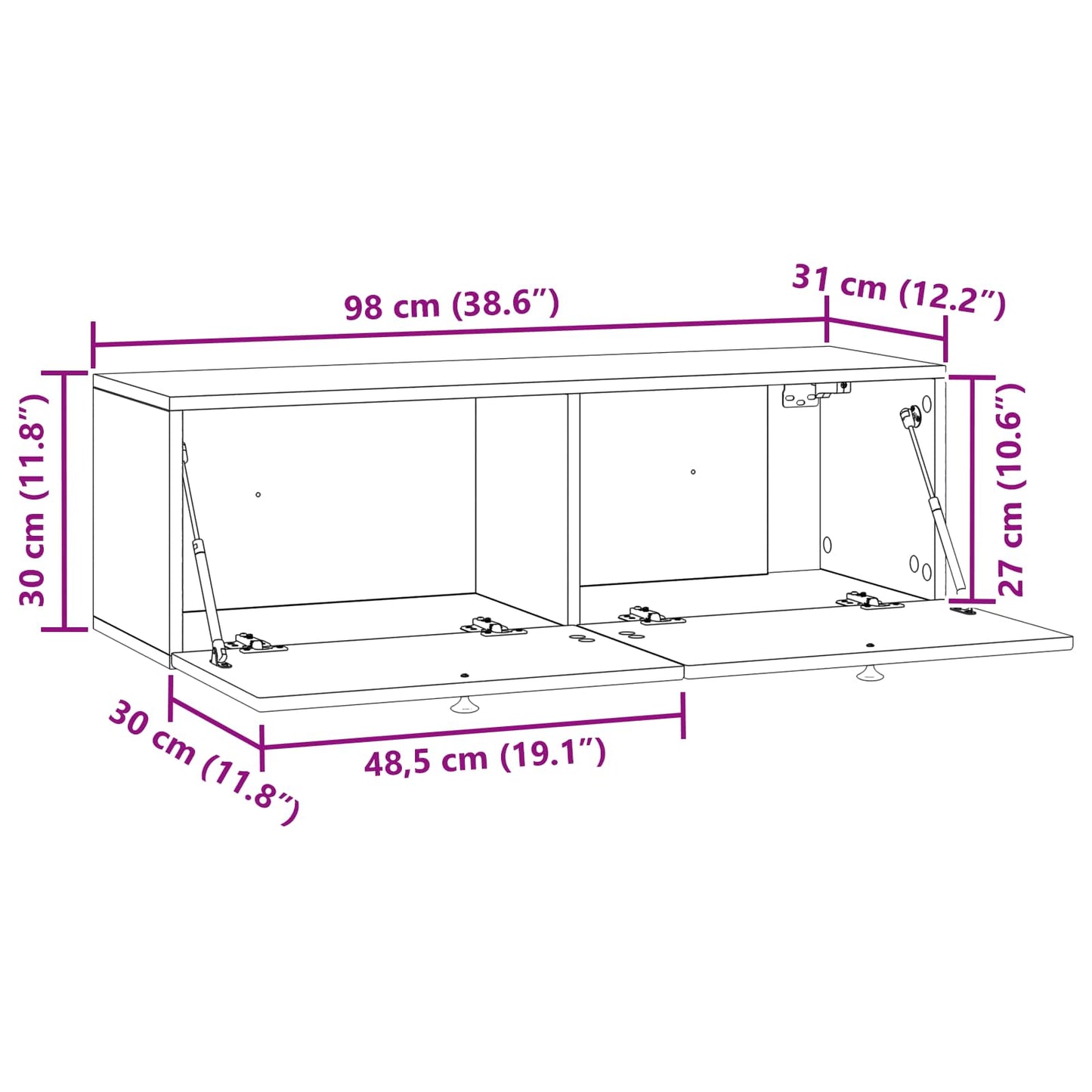Wall-Mounted TV Cabinet Wall-mounted Smoked Oak 98 x 31 x 30 cm