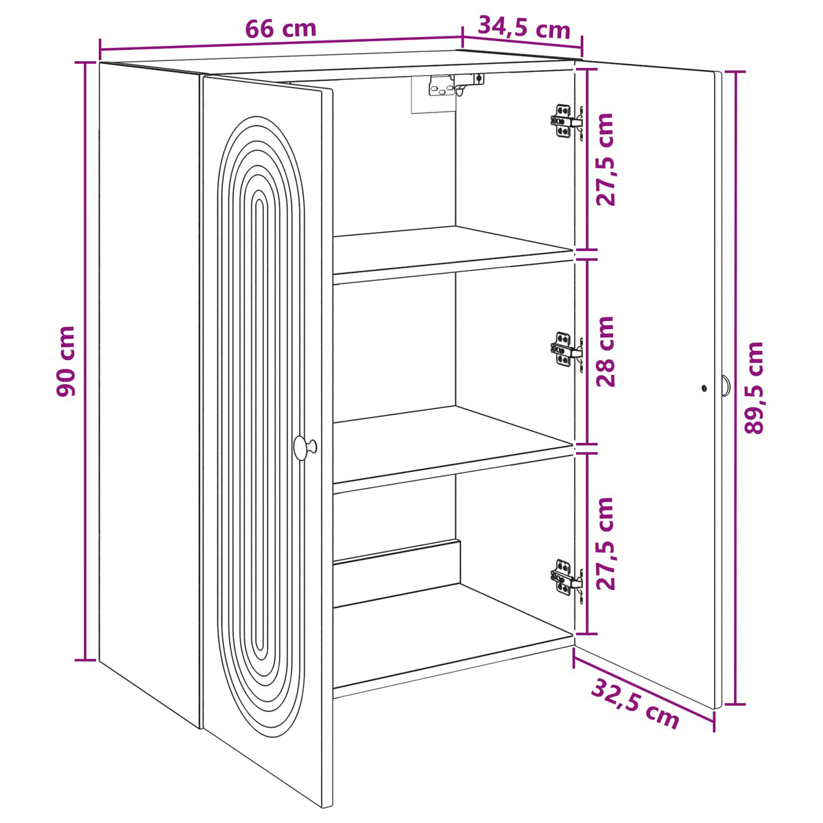 Wall-Mounted Cabinet Concrete Grey 66 x 34.5 x 90 cm