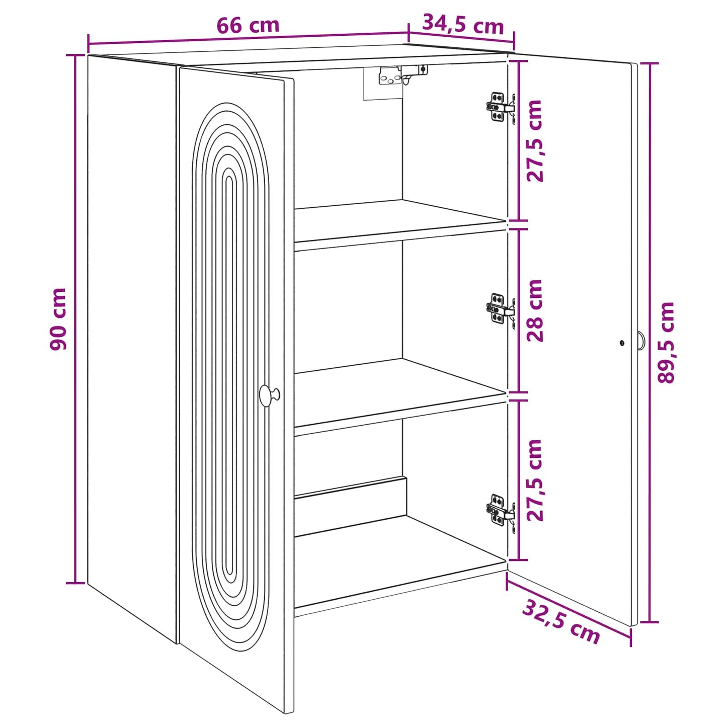 Wall-Mounted Cabinet 66 x 34.5 x 90 cm Engineered Wood