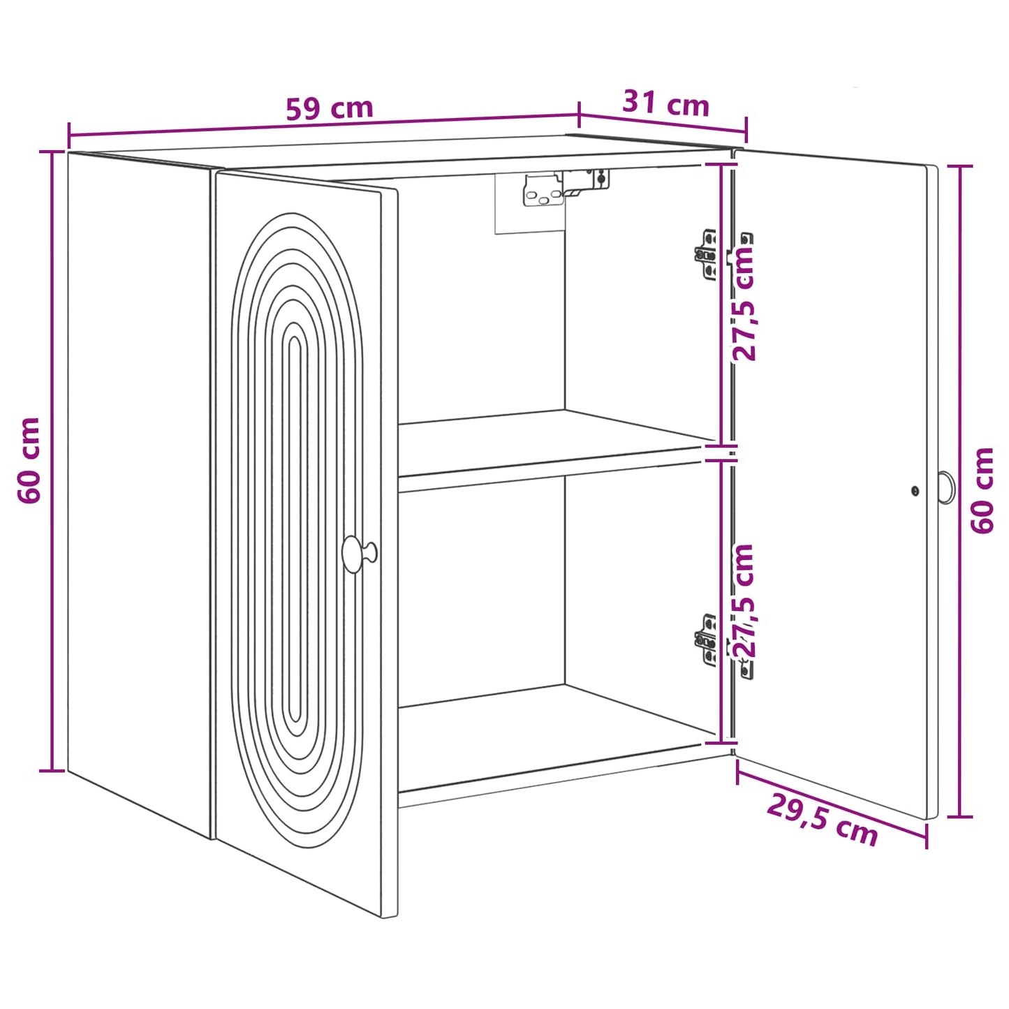 Wall-Mounted Cabinet 59 x 31 x 60 cm Engineered Wood Smoked Oak