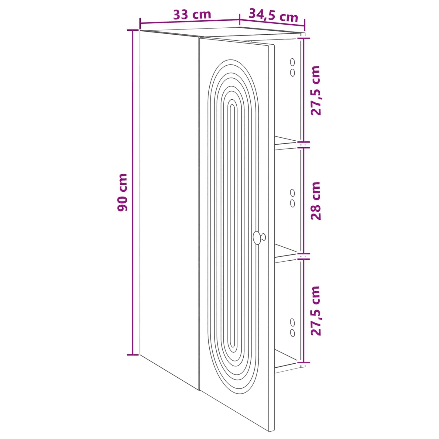 Wall-Mounted Cabinet High Gloss White 33 x 34.5 x 90 cm