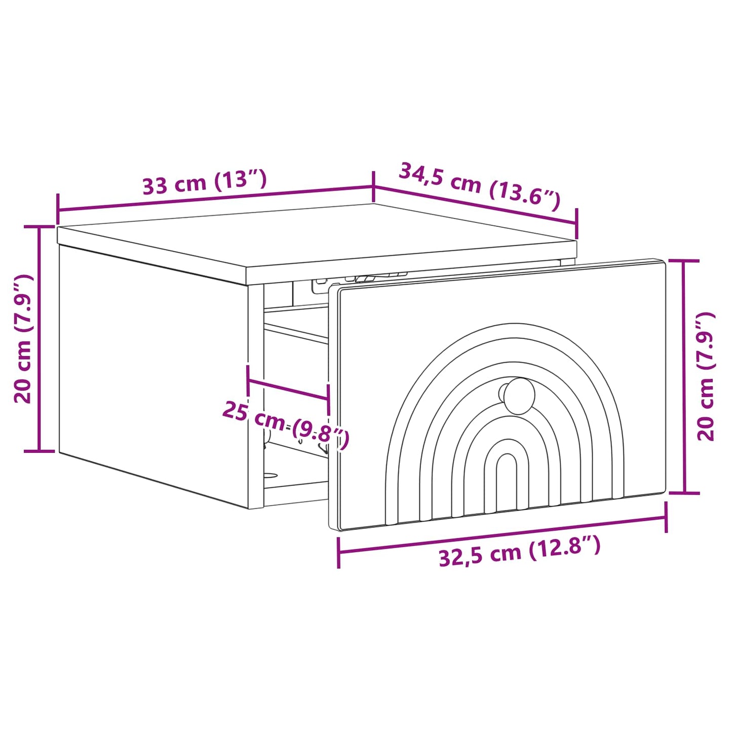 Wall-Mounted Bedside Cabinet 2 pcs Black 33 x 34.5 x 20 cm