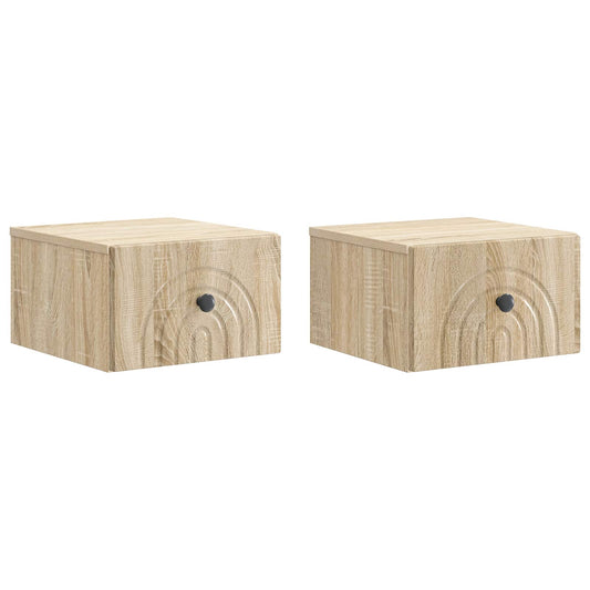 Wall-Mounted Bedside Cabinet 2 pcs Sonoma Oak 33 x 34.5 x 20 cm