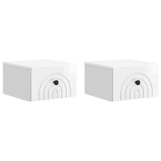Wall-Mounted Bedside Cabinet 2 pcs High Gloss White