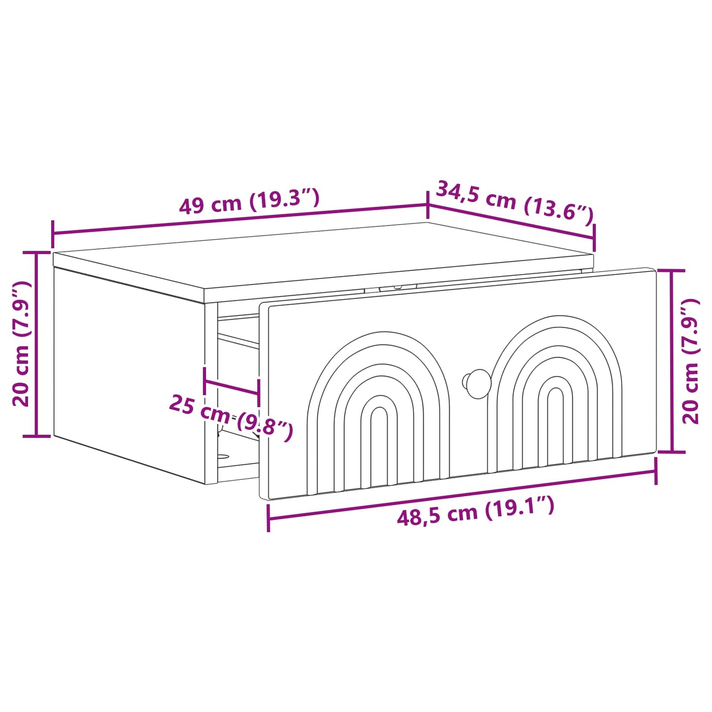 Wall-Mounted Bedside Cabinet 2 pcs Black 49 x 34.5 x 20 cm