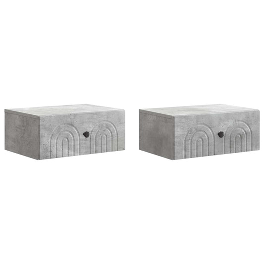 Wall-Mounted Bedside Cabinet 2 pcs Concrete Grey
