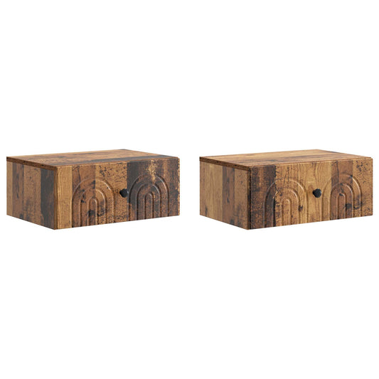 Wall-Mounted Bedside Cabinet 2 pcs Old Wood 49 x 34.5 x 20 cm