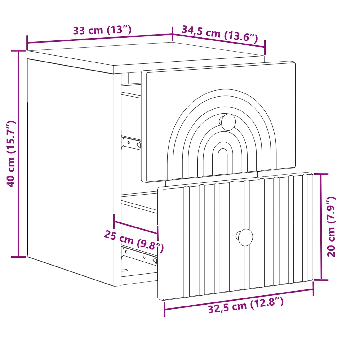 Wall-Mounted Bedside Cabinet 2 pcs Black 33 x 34.5 x 40 cm