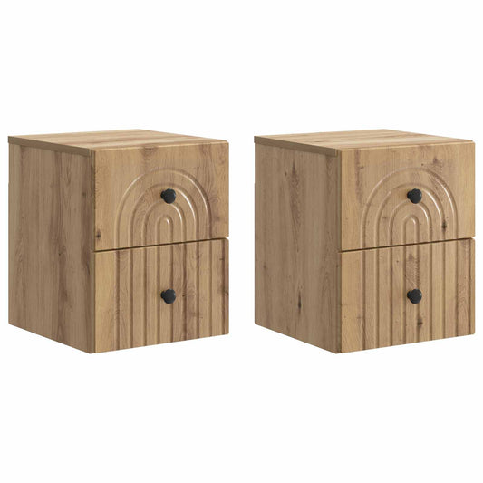 Wall-Mounted Bedside Cabinet 2 pcs Artisan Oak