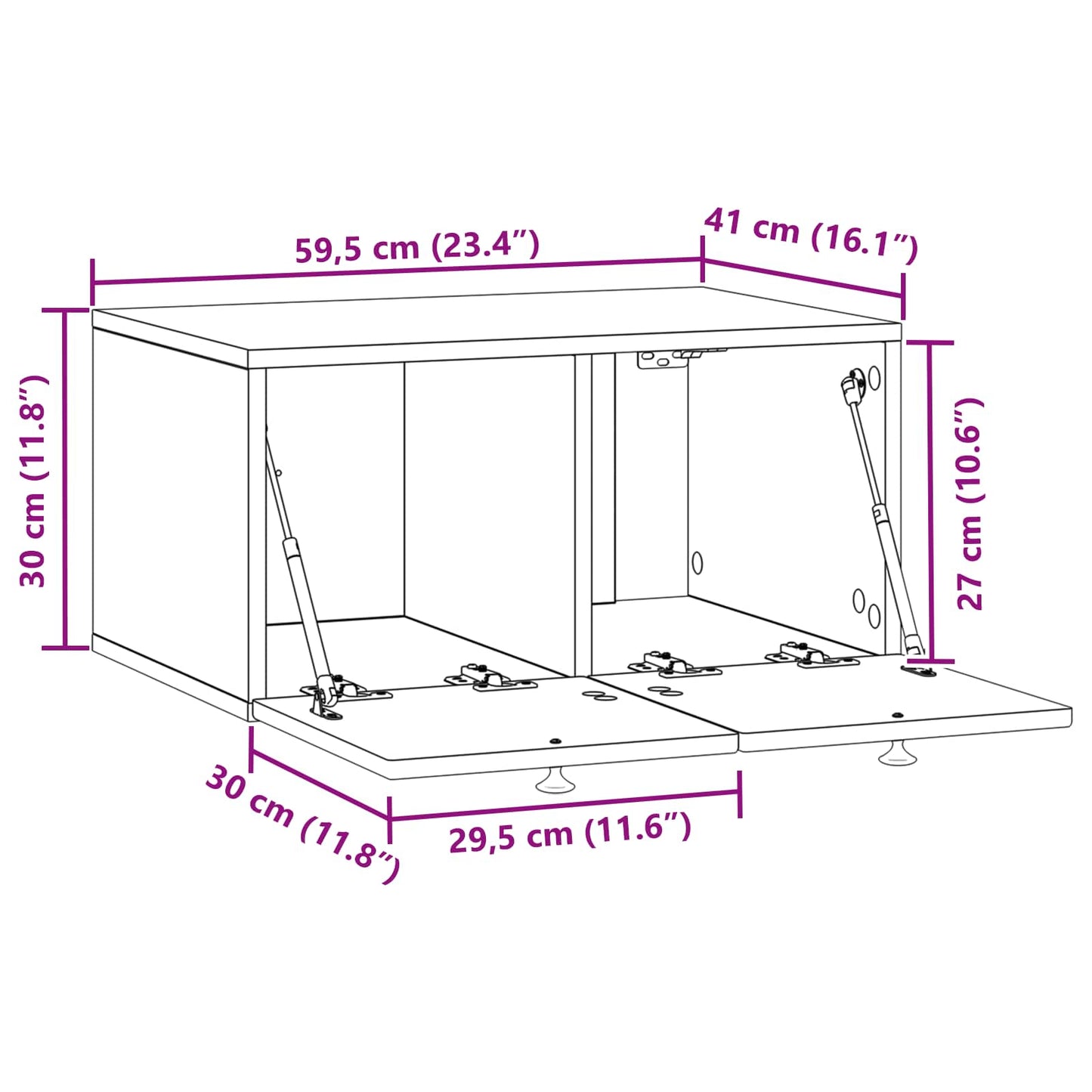 Wall-Mounted TV Cabinet Sonoma Oak 59.5 x 41 x 30 cm