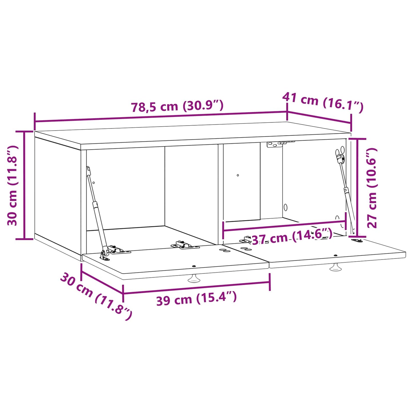 Wall-Mounted TV Cabinet 78.5 x 41 x 30 cm Artisan Oak