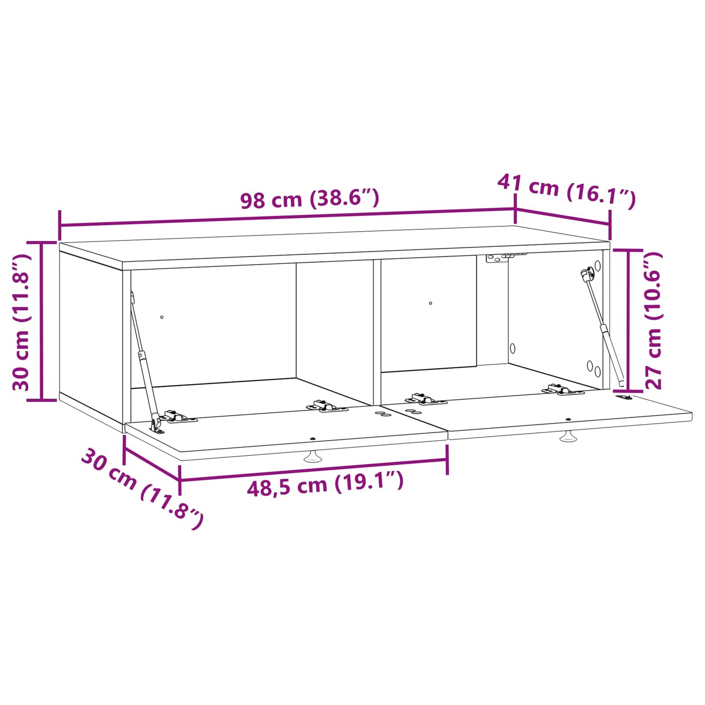 Wall-Mounted TV Cabinet Grey Sonoma 99 x 41 x 30 cm