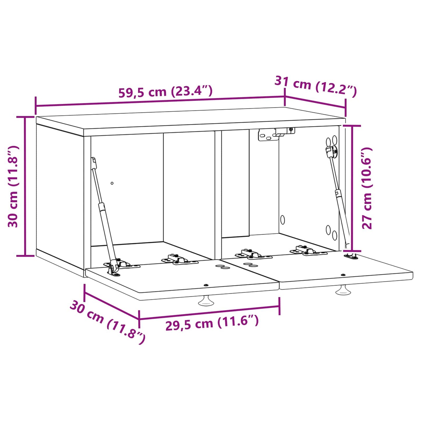 Wall-Mounted TV Cabinet Concrete Grey 59.5 x 31 x 30 cm