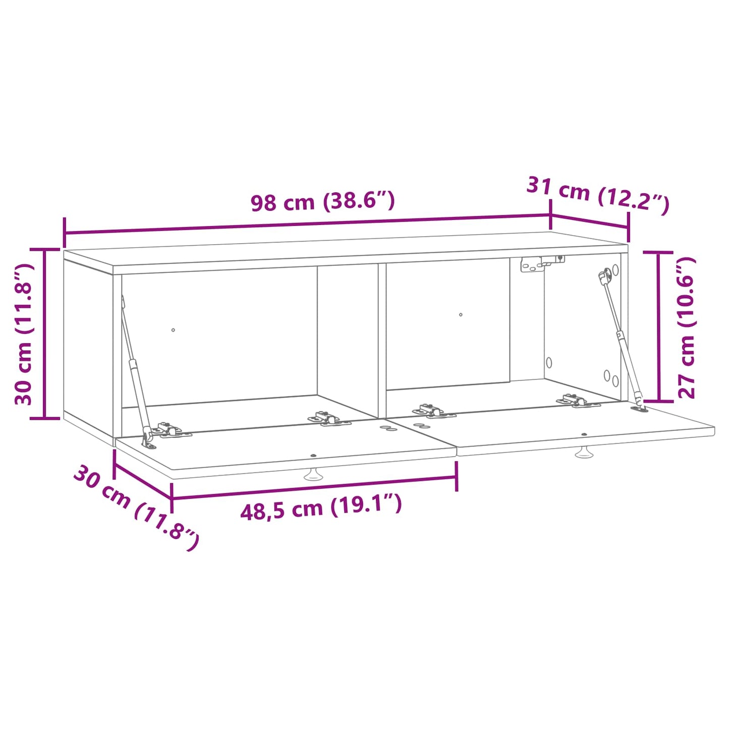 Wall-Mounted TV Cabinet White 98 x 31 x 30 cm Engineered Wood