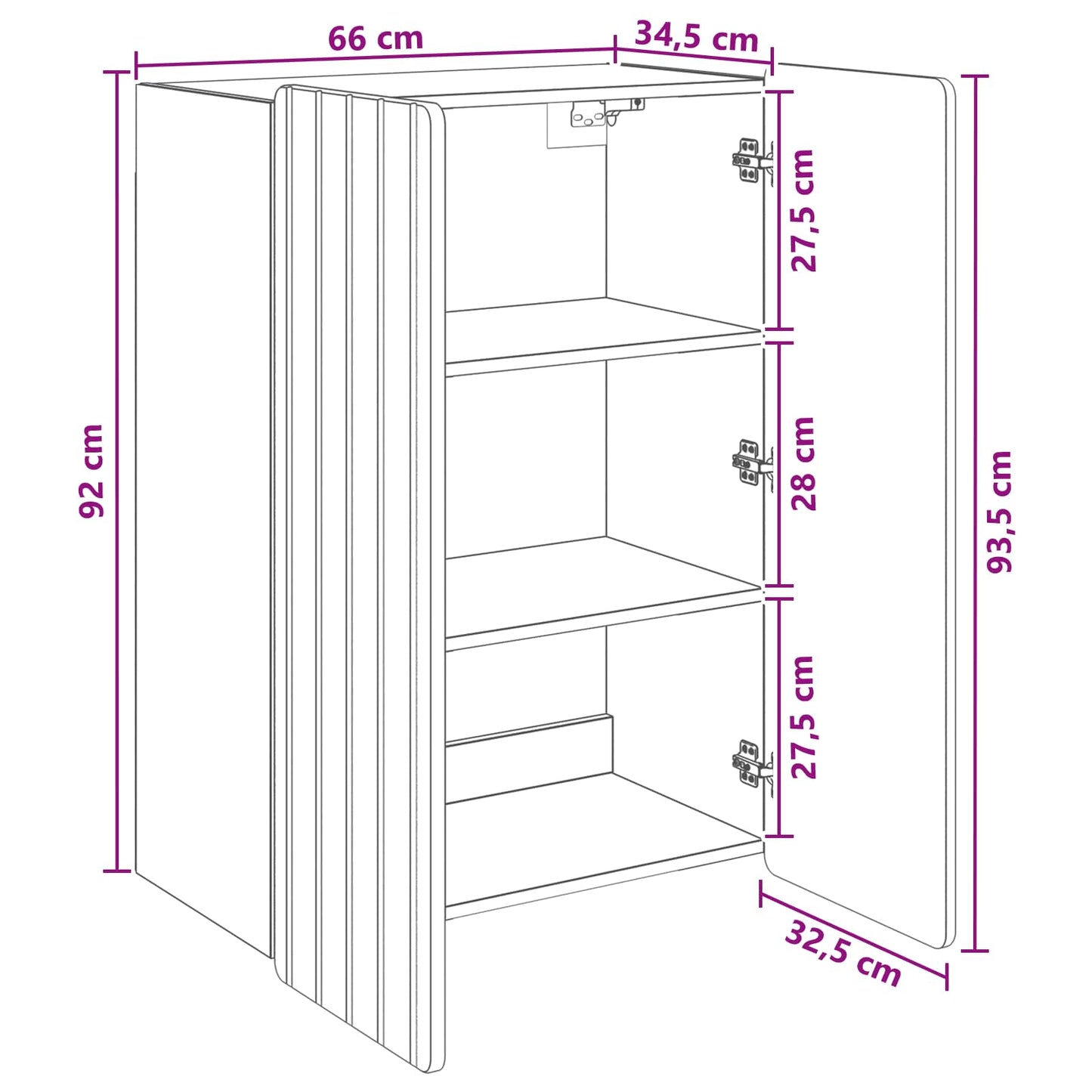 Wall-Mounted Cabinet 66 x 34.5 x 92 cm Engineered Wood