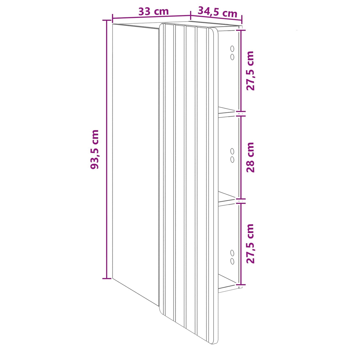 Wall-Mounted Cabinet 33 x 34.5 x 94 cm Engineered Wood