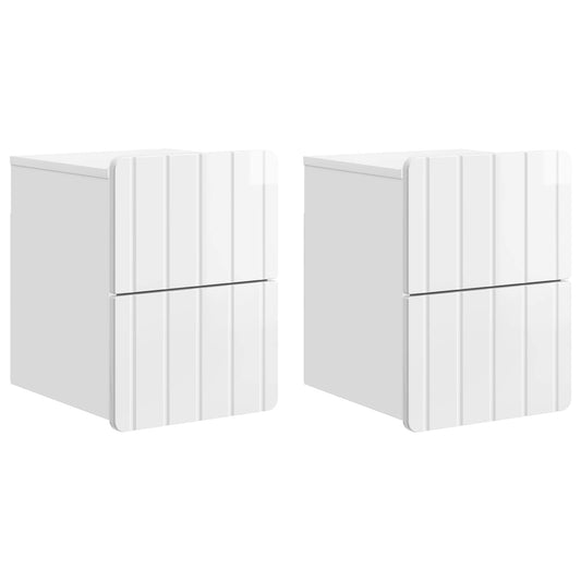 Wall-Mounted Bedside Cabinet 2 pcs High Gloss White