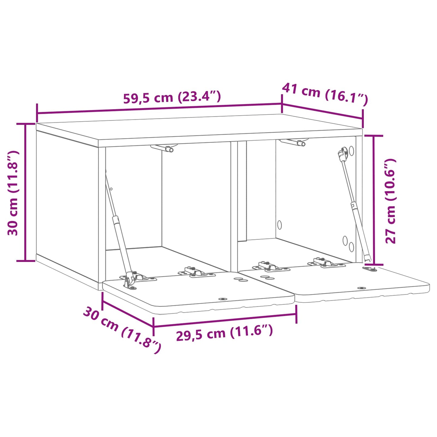 Wall-Mounted TV Cabinet 59.5 x 41 x 30 cm Artisan Oak