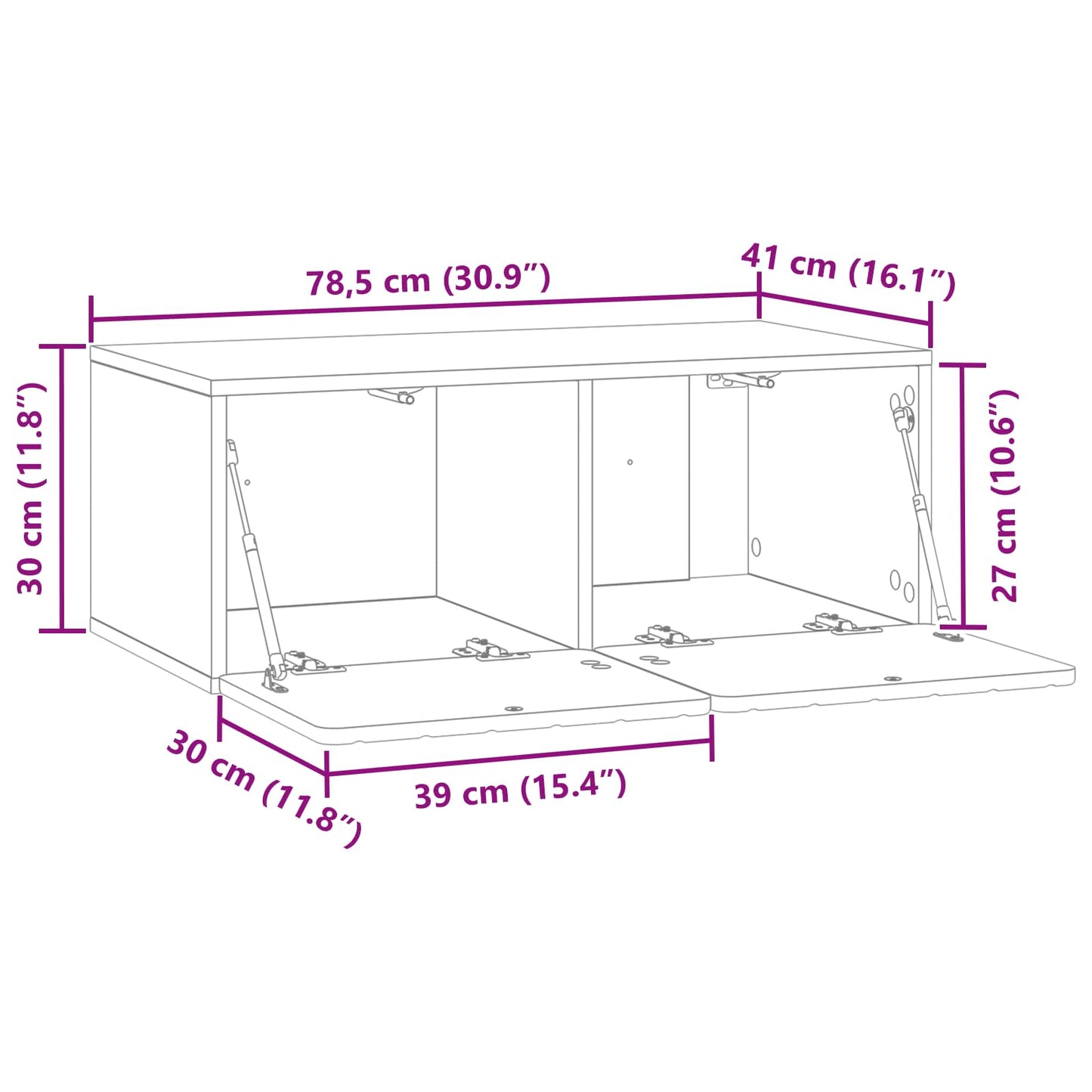 Wall-Mounted TV Cabinet 78.5 x 41 x 30 cm Black Engineered Wood