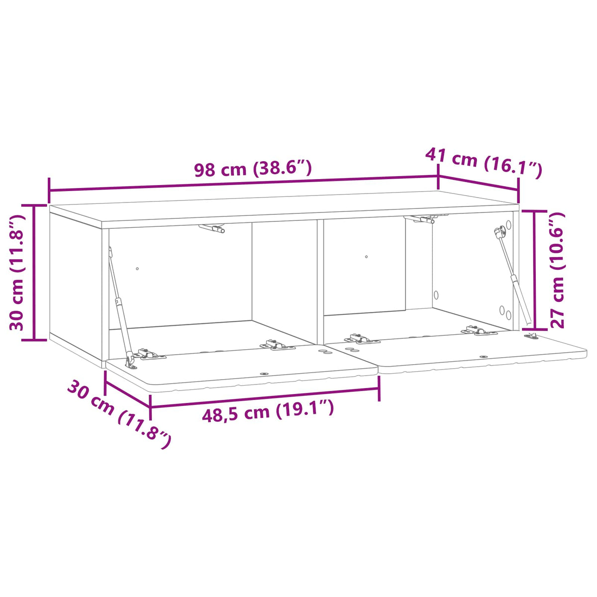 Wall-Mounted TV Cabinet 98 x 41 x 30 cm White Engineered Wood