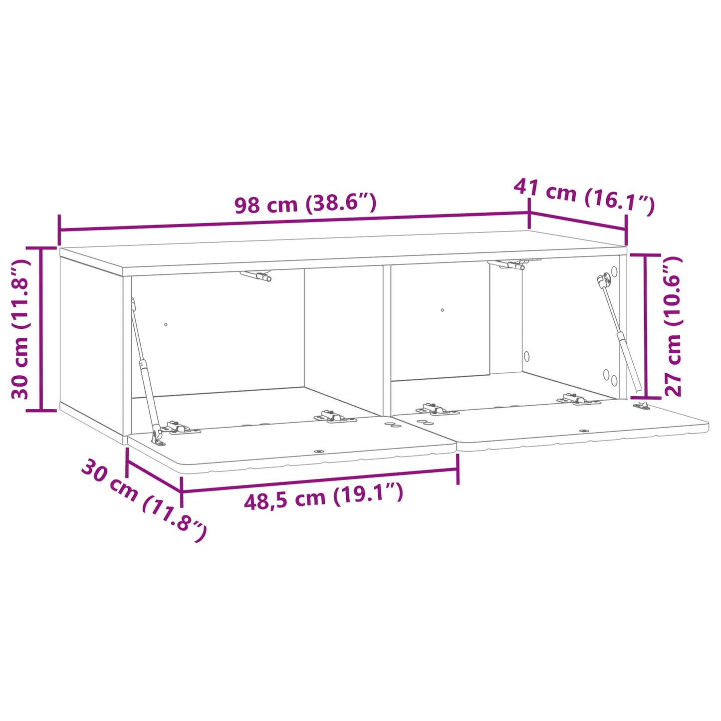 Wall-Mounted TV Cabinet 98 x 41 x 30 cm Old Wood
