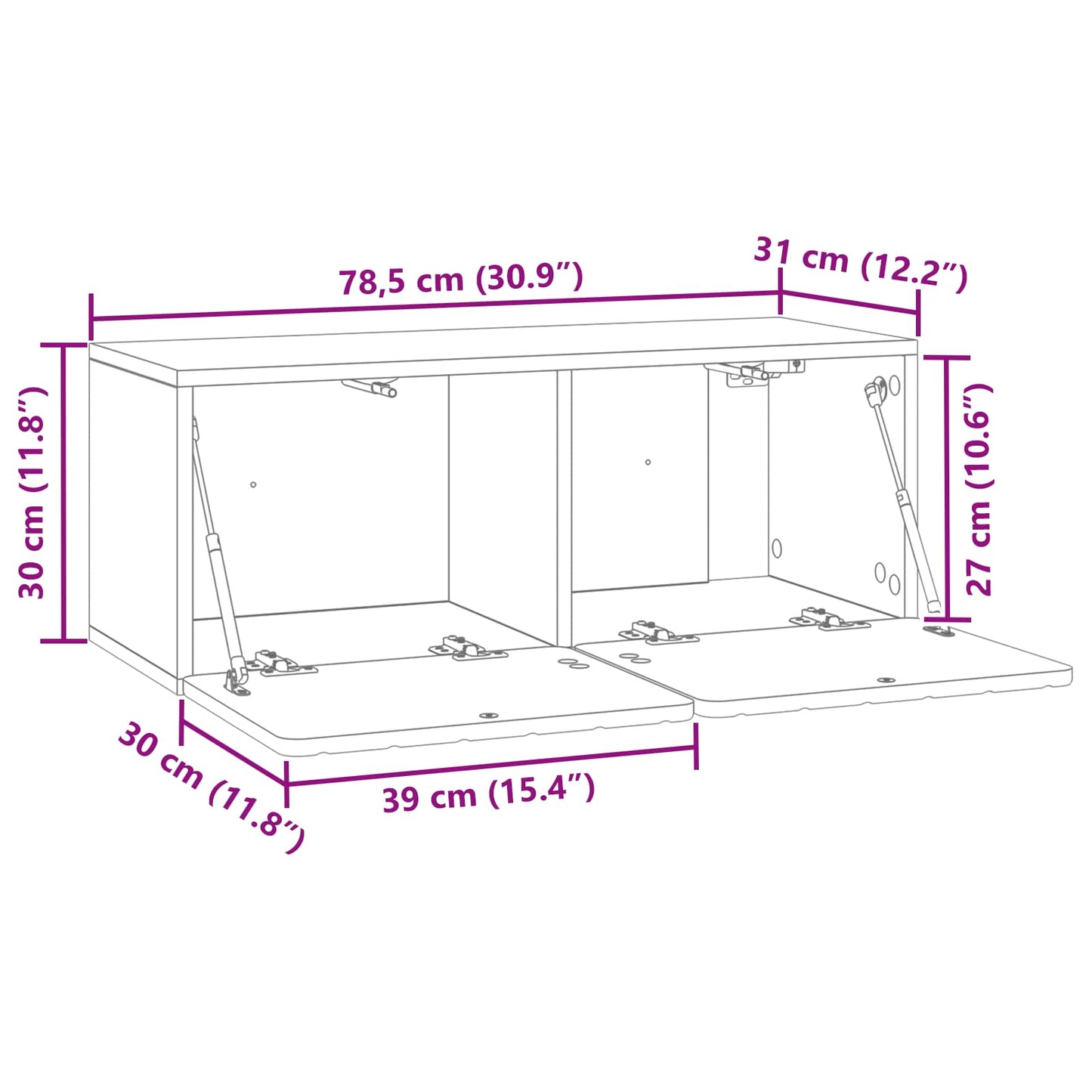 Wall-Mounted TV Cabinet 78.5 x 31 x 30 cm Smoked Oak